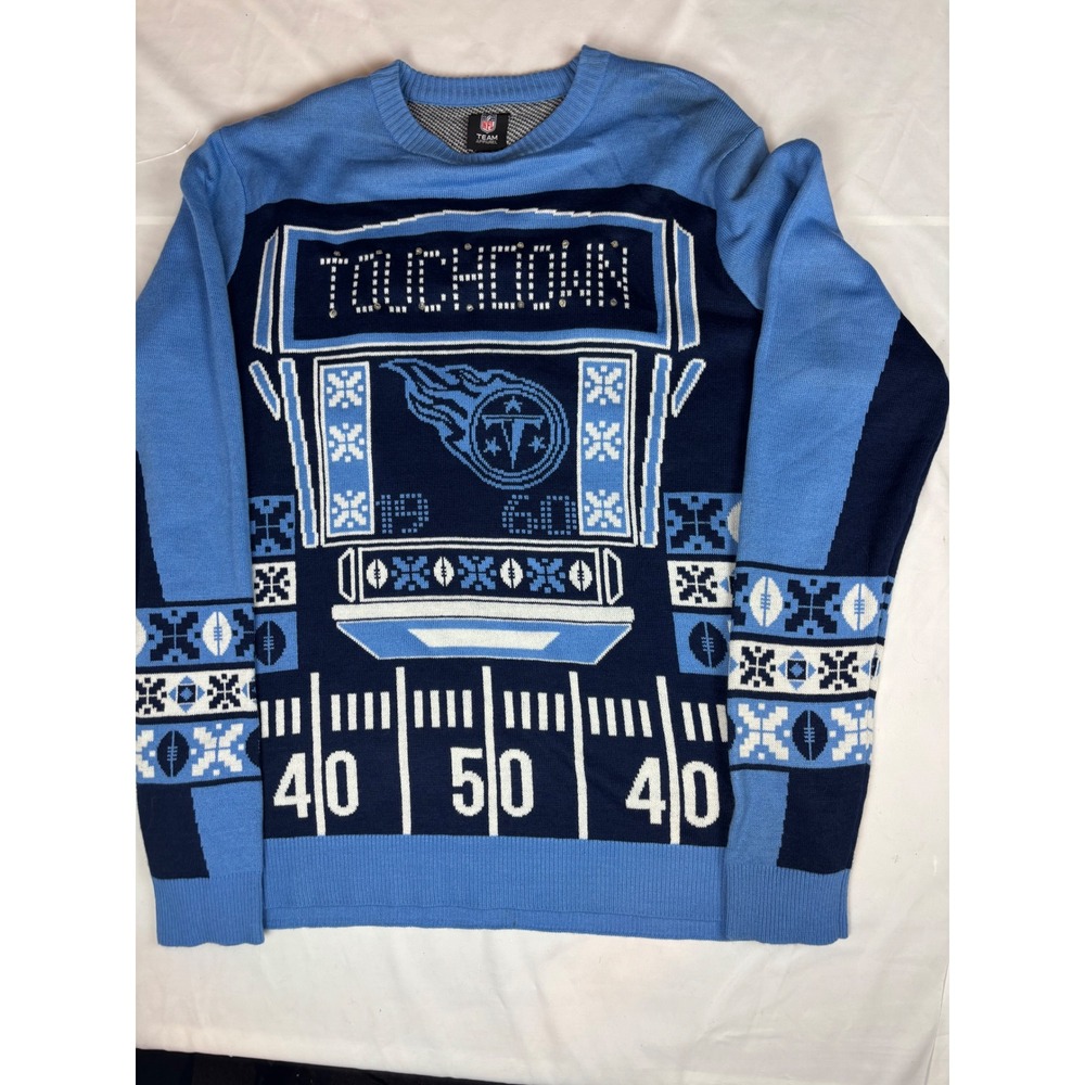 NFL Team Apparel Tennessee Titans Ugly Christmas Sweater Blue Mens XL